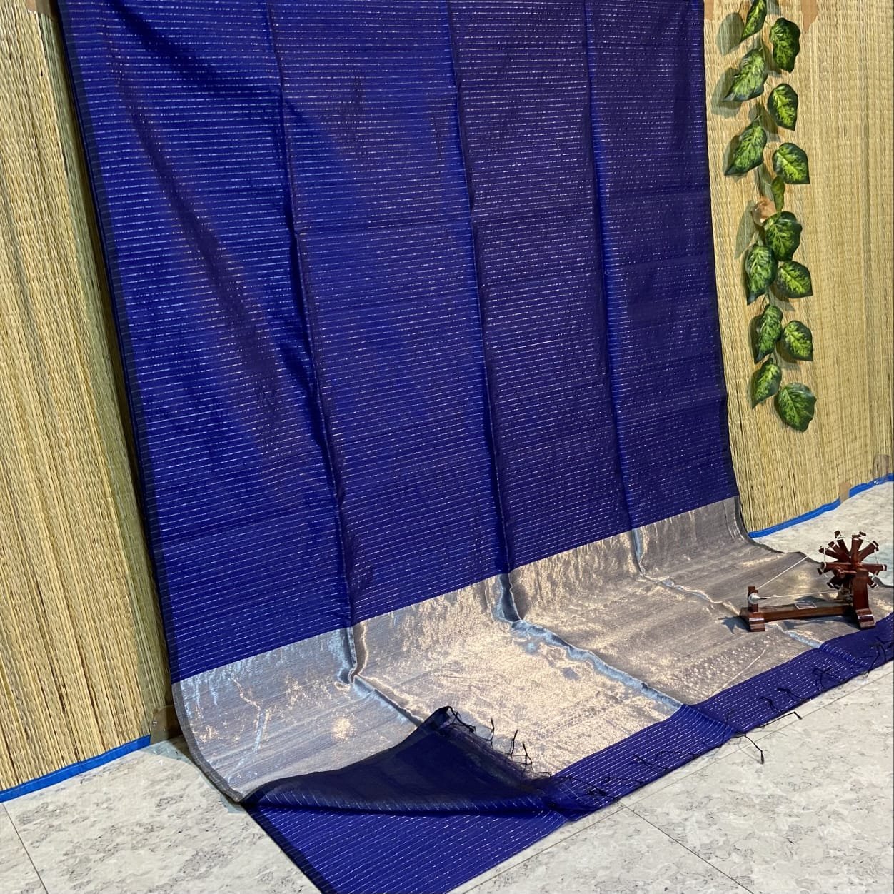 Exclusive Premium Cotton Silk Saree with Zari Stripes & Silver Tissue Pallu Code!! T.T.G.C.