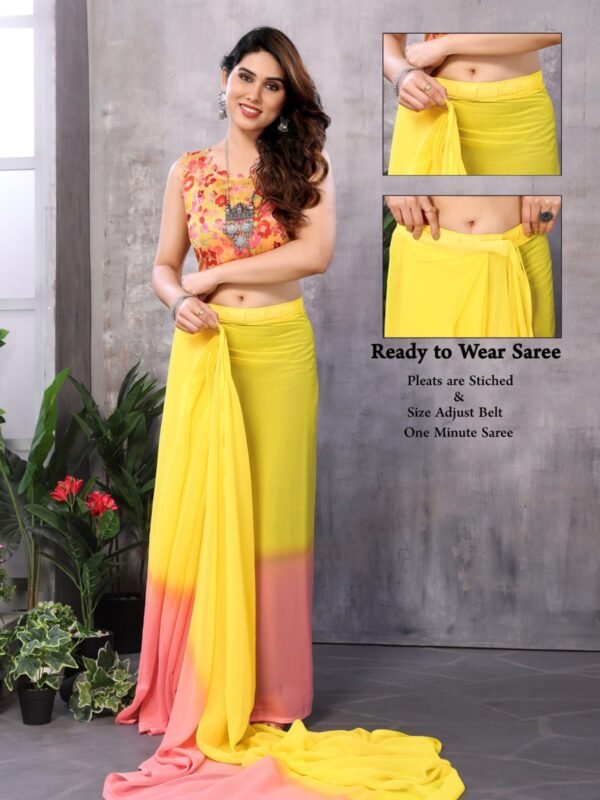 Yellow Ombre Ready-to-Wear Saree
