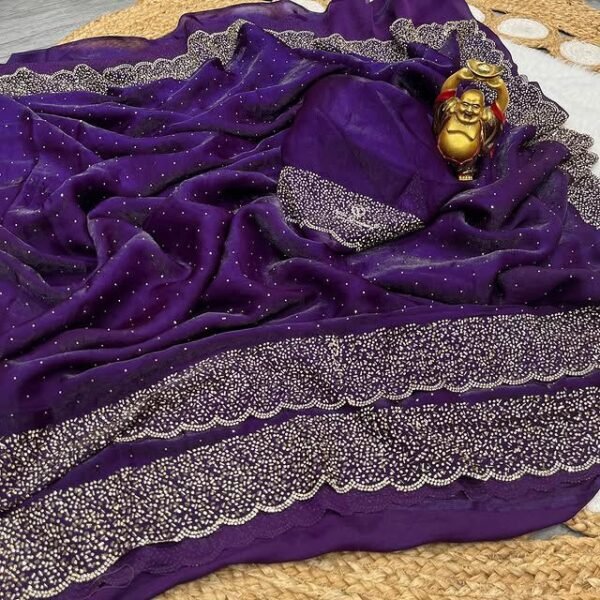 Traditional Banarasi Purple Soft Silk Saree with Jarkhan Work Banarasi Purple Soft Silk Saree