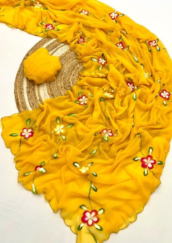 Pure Georgette Handwork Saree