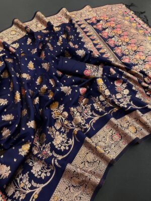 Alisha Silk Vol-4 Navy Blue Soft Silk Saree with Meena Work Navy Blue Soft Silk Saree