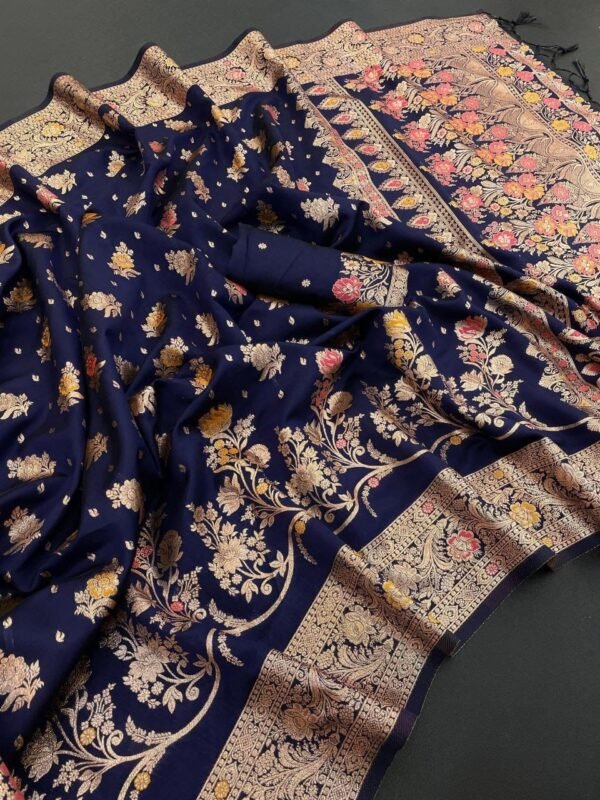 Alisha Silk Vol-4 Navy Blue Soft Silk Saree with Meena Work Navy Blue Soft Silk Saree