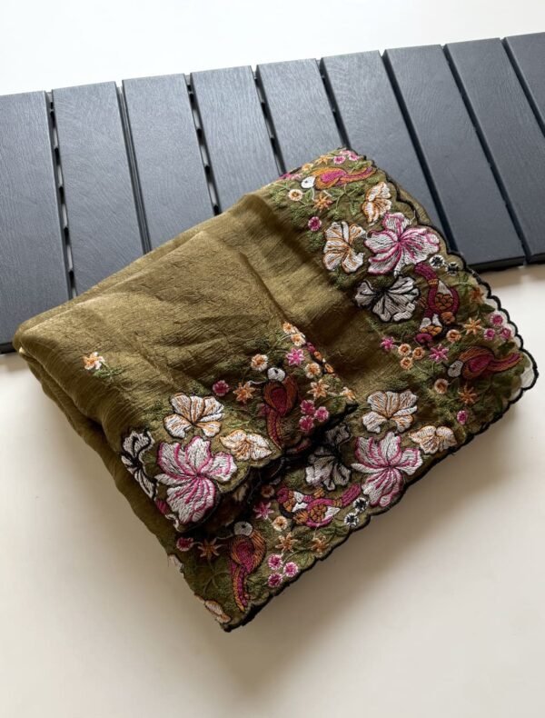 Olive Green Alexa Crush Saree