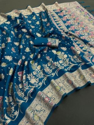 Royal Blue Alisha Silk Kanjivaram Banarasi Saree