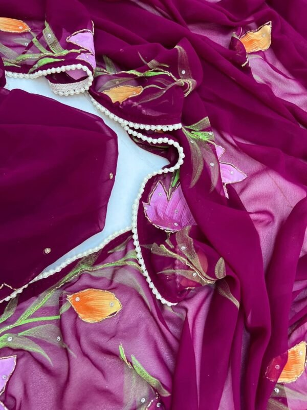 Wine Magenta Georgette Saree