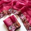 Rose Pink Alexa Crush Saree with Floral Embroidery Rose Pink Alexa Crush Saree