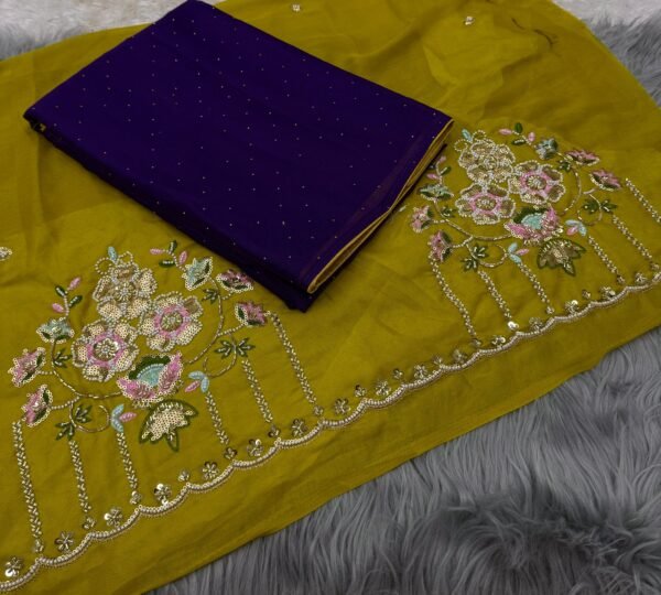 Mustard Star Chiffon Saree