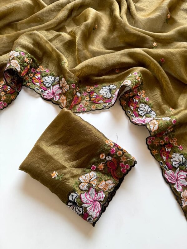 Olive Green Alexa Crush Saree