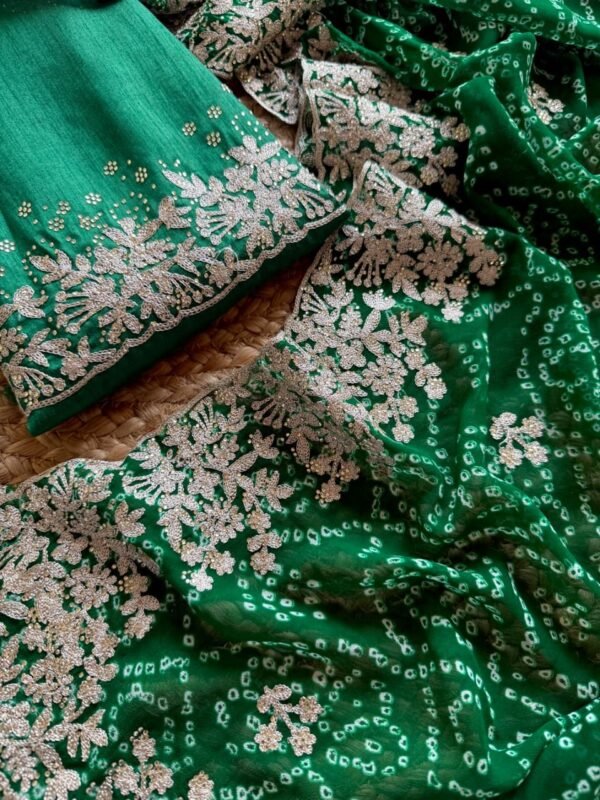 Green Rajasthani Bandhani Saree