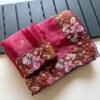 Rose Pink Alexa Crush Saree with Floral Embroidery Rose Pink Alexa Crush Saree