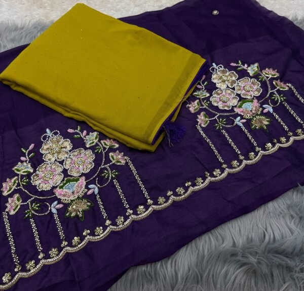 Purple Star Chiffon Saree