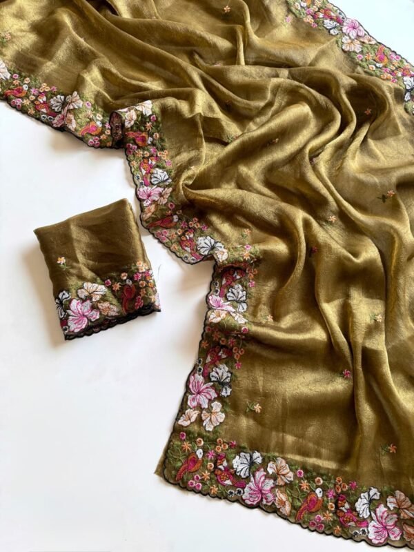 Olive Green Alexa Crush Saree