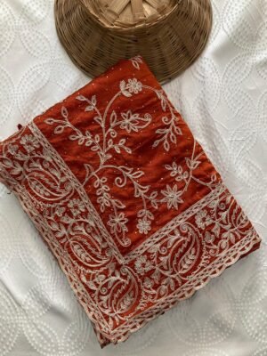 Rust Orange Rangoli Silk Saree