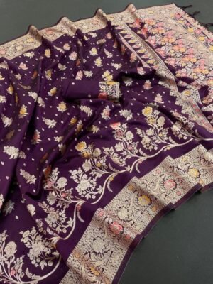 Wine Purple Kanjivaram Saree