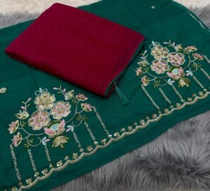 Teal Green Chiffon Saree