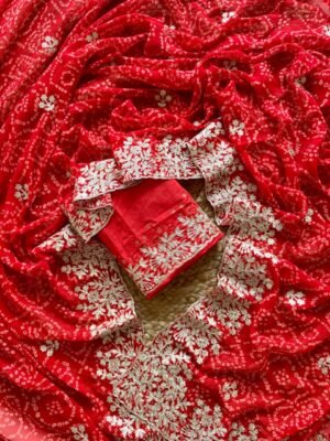 Red Bandhani Georgette Saree