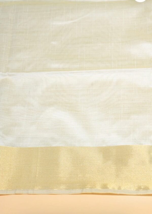 White and Golden Banarasi Tussar Silk Saree