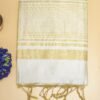 White and Golden Banarasi Tussar Silk Saree