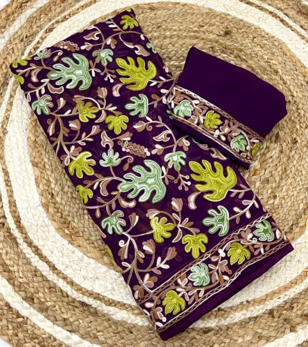 Soft Georgette Deep Purple Saree Deep Purple Saree