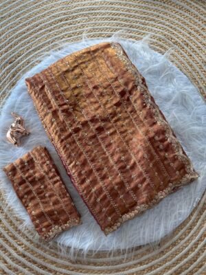 Copper Brown Pure Silk Embroidery Work Saree