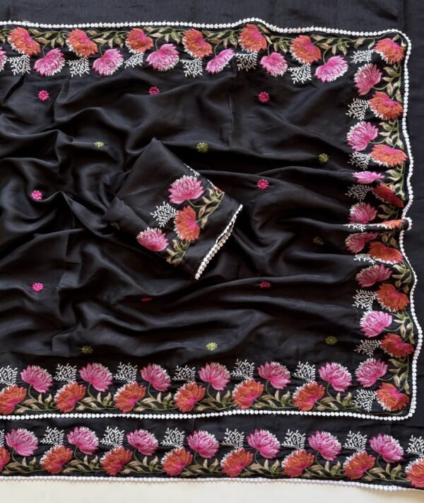 Black Pure Tussar Silk Saree
