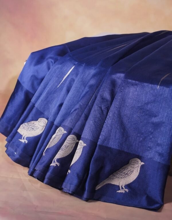 Navy Blue Raw Mango Silk Saree