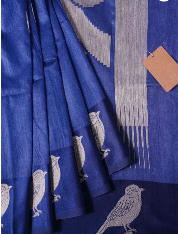 Navy Blue Raw Mango Silk Saree