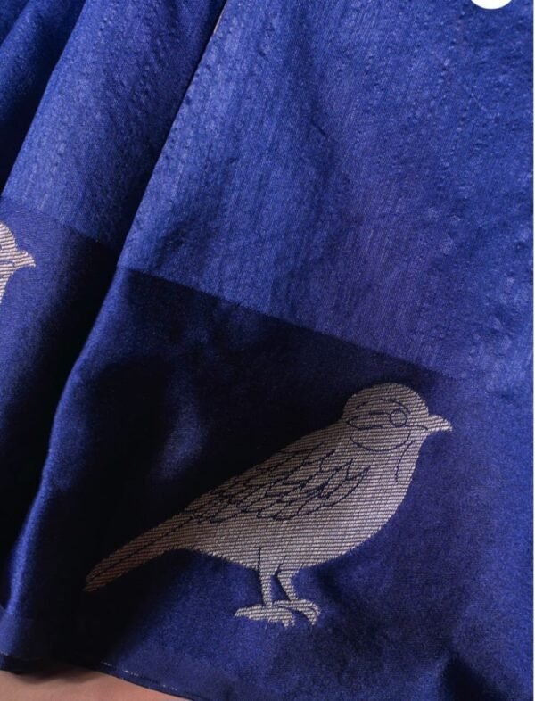 Navy Blue Raw Mango Silk Saree