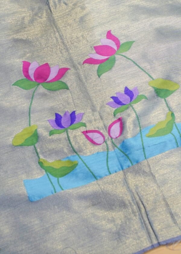 Banarasi Elegant Blue Cotton Tissue Silk Saree with Kamal Butta | Paridhan Banarasiya Blue Cotton Tissue Silk Saree