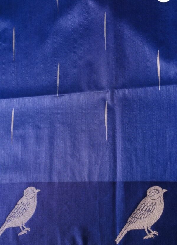 Navy Blue Raw Mango Silk Saree