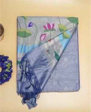 Banarasi Elegant Blue Cotton Tissue Silk Saree with Kamal Butta | Paridhan Banarasiya Blue Cotton Tissue Silk Saree