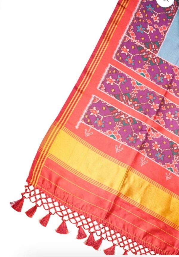 Blue Banarasi Ikat Silk Saree