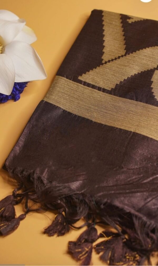 Dark Brown Raw Silk Saree