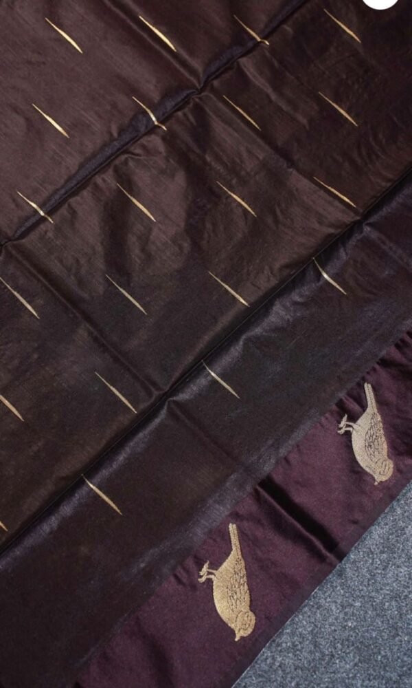 Dark Brown Raw Silk Saree