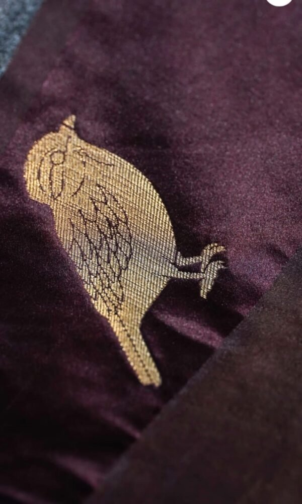 Dark Brown Raw Silk Saree