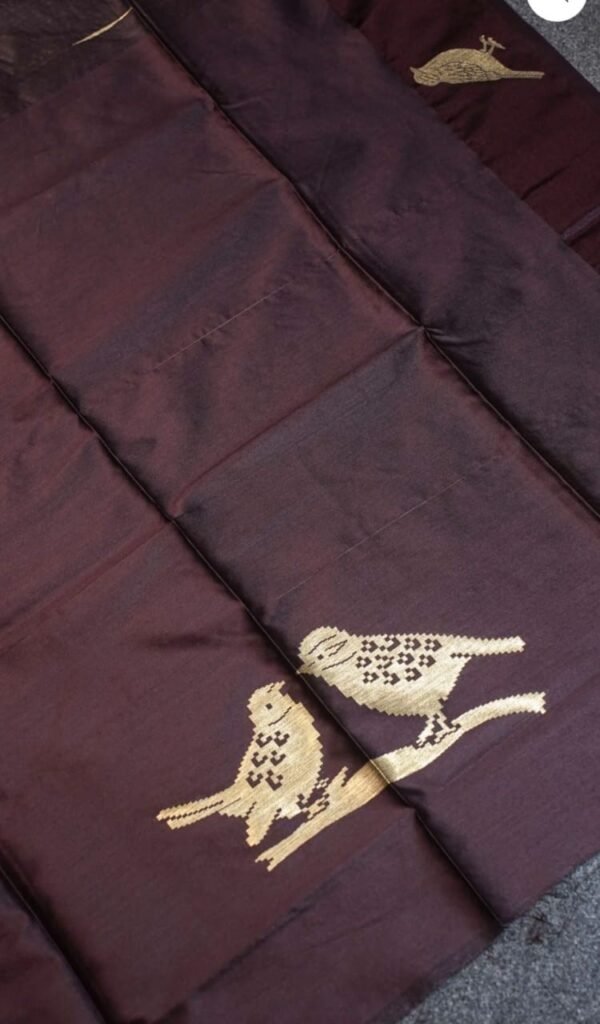 Dark Brown Raw Silk Saree