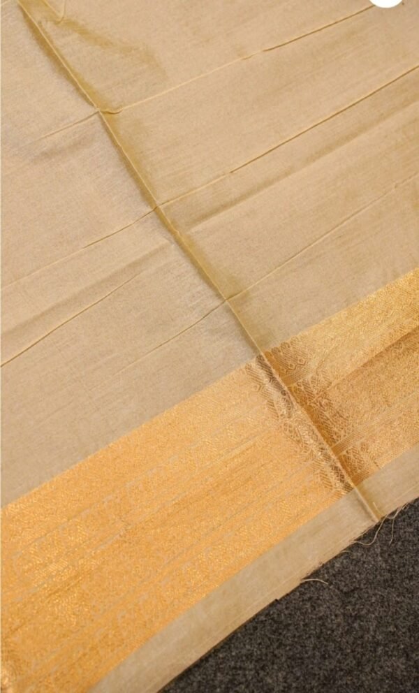 Banarasi Cream Raw Silk Saree with Golden Zari Border | ₹2999 Banarasi Cream Raw Silk Saree