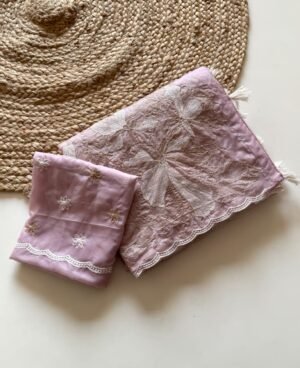 Soft Pastel Pink Crystal Tissue Saree