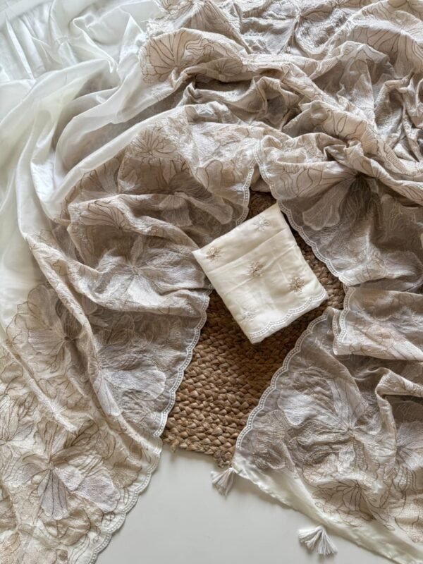 Soft Ivory Crystal Tissue Saree