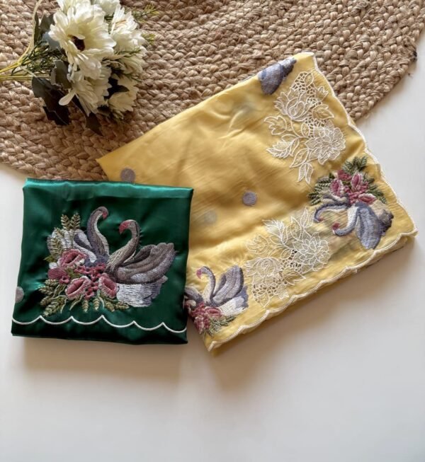 Yellow Crystal Tissue Saree