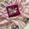 Pastel Mauve Crystal Tissue Saree with Zari Cut Work Pastel Mauve Crystal Tissue Saree
