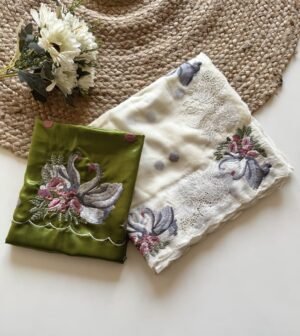 Cream White Crystal Tissue Saree