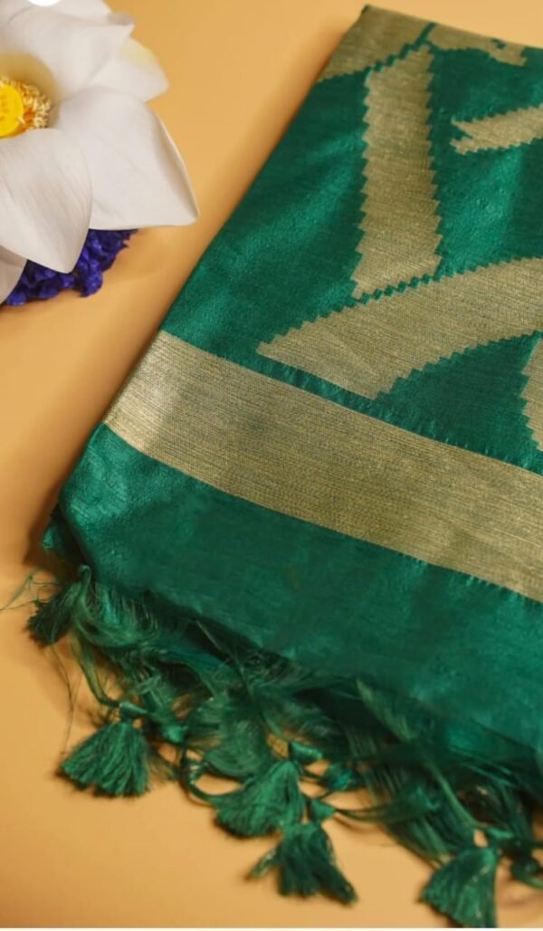 Banarasi Rama Green Raw Silk Saree