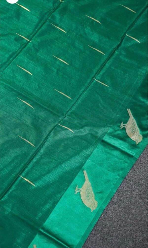 Banarasi Rama Green Raw Silk Saree