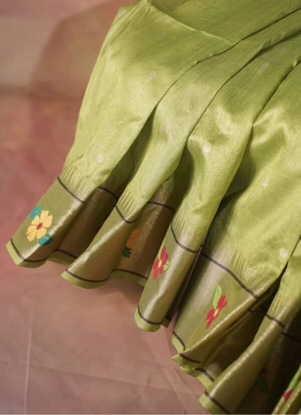 Mehandi Green Parrot Paithani Silk Saree