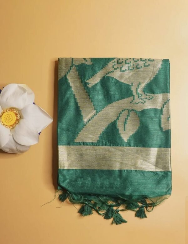 Banarasi Rama Green Raw Silk Saree