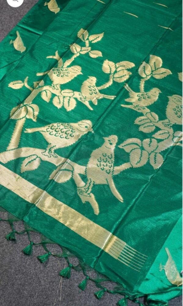 Banarasi Rama Green Raw Silk Saree