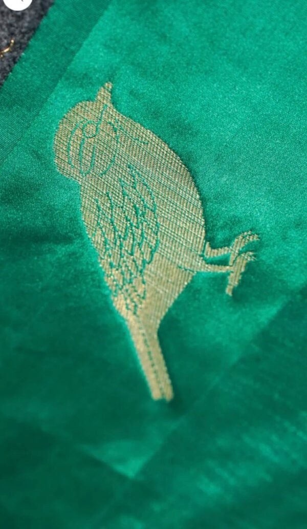 Banarasi Rama Green Raw Silk Saree