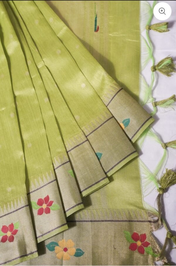 Mehandi Green Parrot Paithani Silk Saree