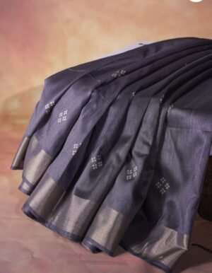 Banarasi Grey Madhuvan Tussar Silk Saree